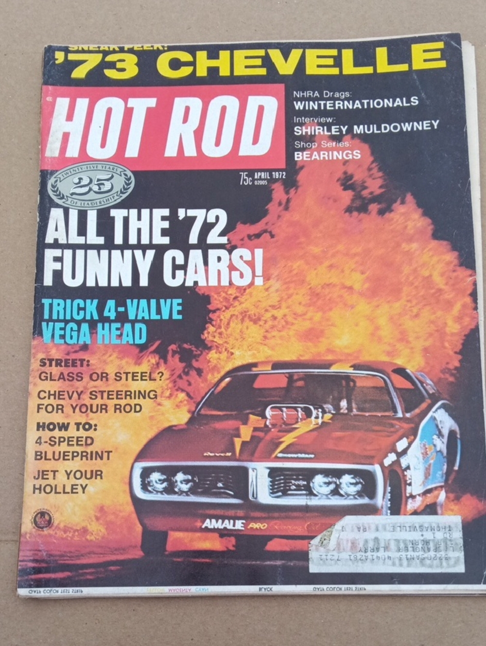 Hot Rod Magazine April 1972 Cover - Red & Yellow